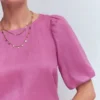 Linen Puff Sleeve Top Clover Purple Linen Puff Sleeve Top Clover Purple
