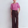 Linen Puff Sleeve Top Clover Purple Linen Puff Sleeve Top Clover Purple