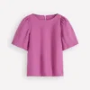 Linen Puff Sleeve Top Clover Purple Linen Puff Sleeve Top Clover Purple