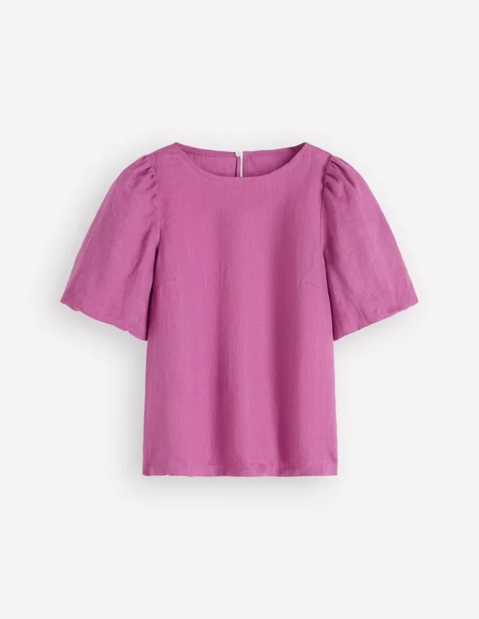 Linen Puff Sleeve Top Clover Purple Linen Puff Sleeve Top Clover Purple