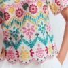 Linen Puff Sleeve Top Multi Broderie Linen Puff Sleeve Top Multi Broderie