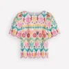 Linen Puff Sleeve Top Multi Broderie Linen Puff Sleeve Top Multi Broderie