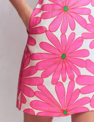 Linen Shift Dress Pink, Daisy Blossom