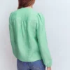 Linen Trim Insert Top Aloe Green Chambray Linen Trim Insert Top Aloe Green Chambray