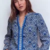 Linen Trim Insert Top Blue, Elaborate Terrace Linen Trim Insert Top Blue, Elaborate Terrace