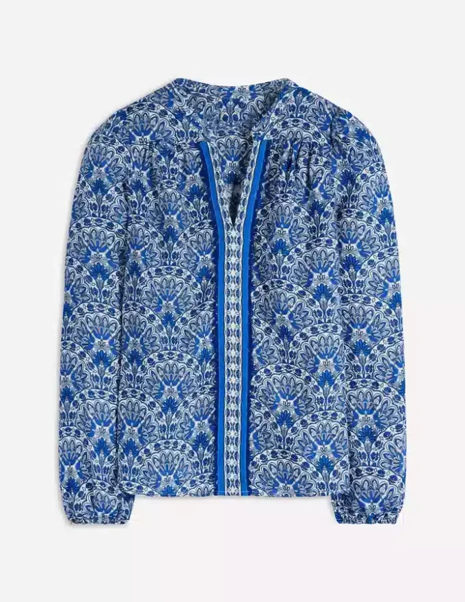 Linen Trim Insert Top Blue, Elaborate Terrace Linen Trim Insert Top Blue, Elaborate Terrace