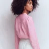 Linen Trim Insert Top Meadowsweet Pink Chambray Linen Trim Insert Top Meadowsweet Pink Chambray