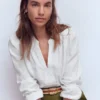 Linen Trim Insert Top White
