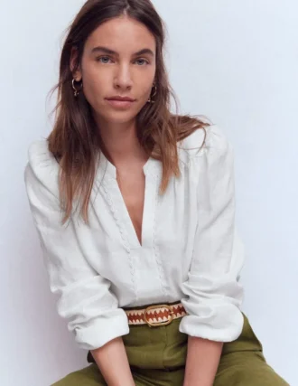 Linen Trim Insert Top White