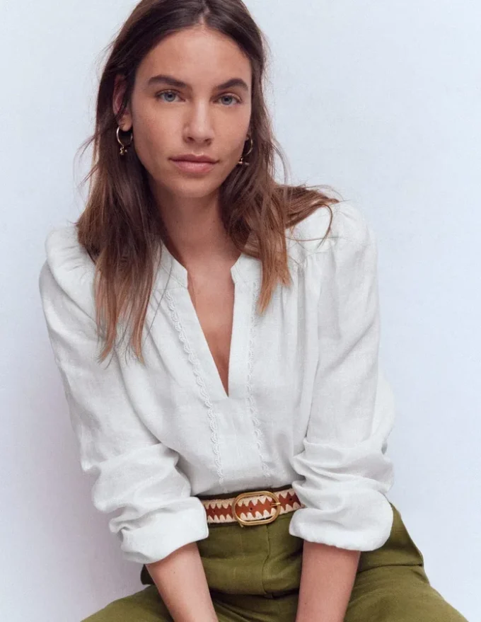 Linen Trim Insert Top White