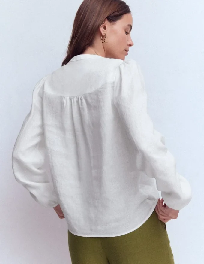 Linen Trim Insert Top White