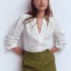 Linen Trim Insert Top White