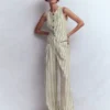 Linen Waistcoat Olive, Ivory Stripe