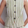 Linen Waistcoat Olive, Ivory Stripe