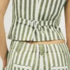 Linen Waistcoat Olive, Ivory Stripe