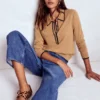 Liz Henley Jumper Fall Leaf Brown Liz Henley Jumper Fall Leaf Brown