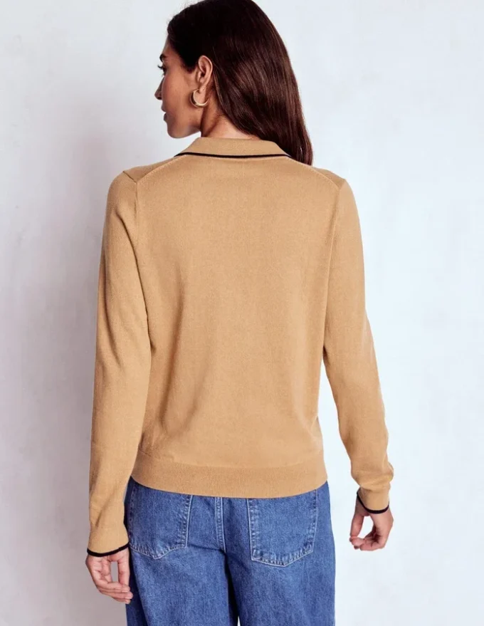 Liz Henley Jumper Fall Leaf Brown Liz Henley Jumper Fall Leaf Brown