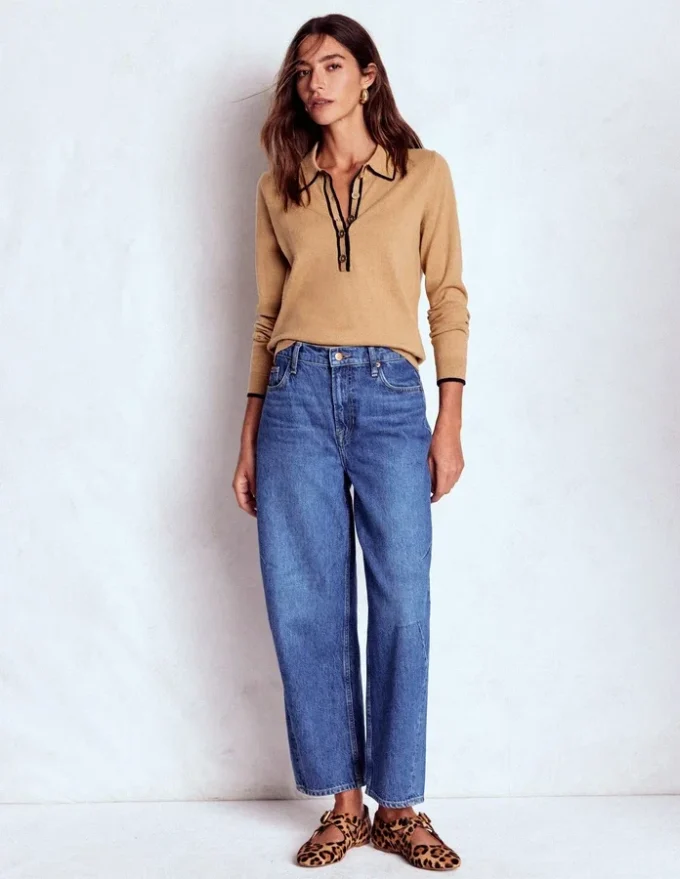 Liz Henley Jumper Fall Leaf Brown Liz Henley Jumper Fall Leaf Brown