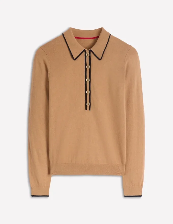 Liz Henley Jumper Fall Leaf Brown Liz Henley Jumper Fall Leaf Brown
