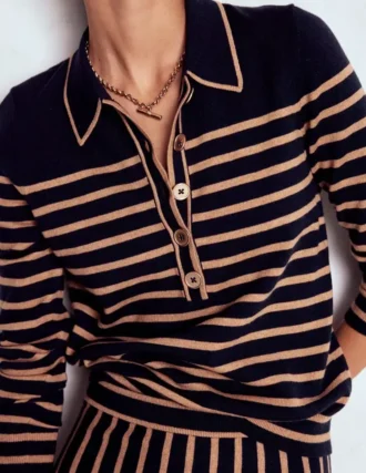 Liz Henley Jumper Navy / Camel Liz Henley Jumper Navy / Camel