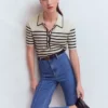 Liz Henley T-Shirt Ivory. Navy Liz Henley T-Shirt Ivory. Navy