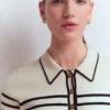 Liz Henley T-Shirt Ivory. Navy Liz Henley T-Shirt Ivory. Navy