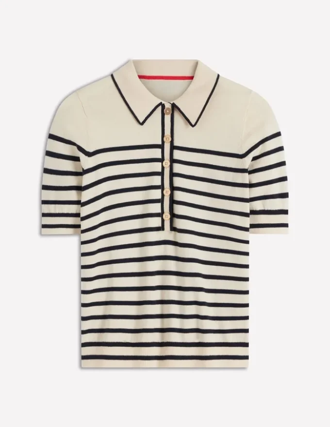 Liz Henley T-Shirt Ivory. Navy Liz Henley T-Shirt Ivory. Navy