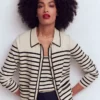 Liz Knitted Collared Cardigan Ivory/ Navy Liz Knitted Collared Cardigan Ivory/ Navy