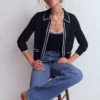 Liz Knitted Collared Cardigan Navy Liz Knitted Collared Cardigan Navy