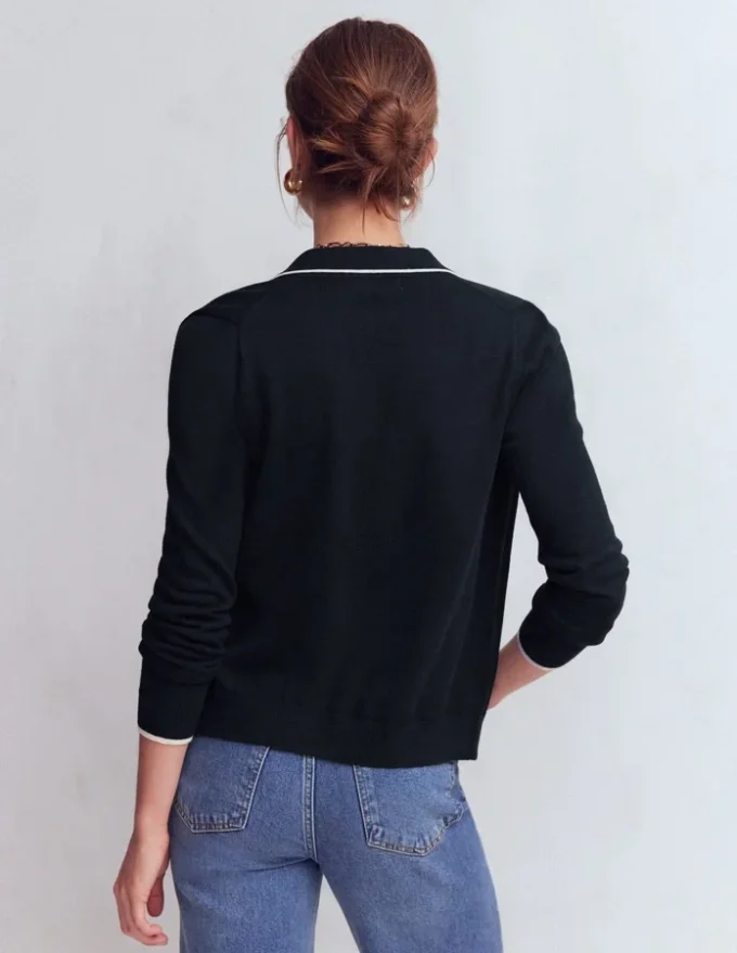 Liz Knitted Collared Cardigan Navy Liz Knitted Collared Cardigan Navy