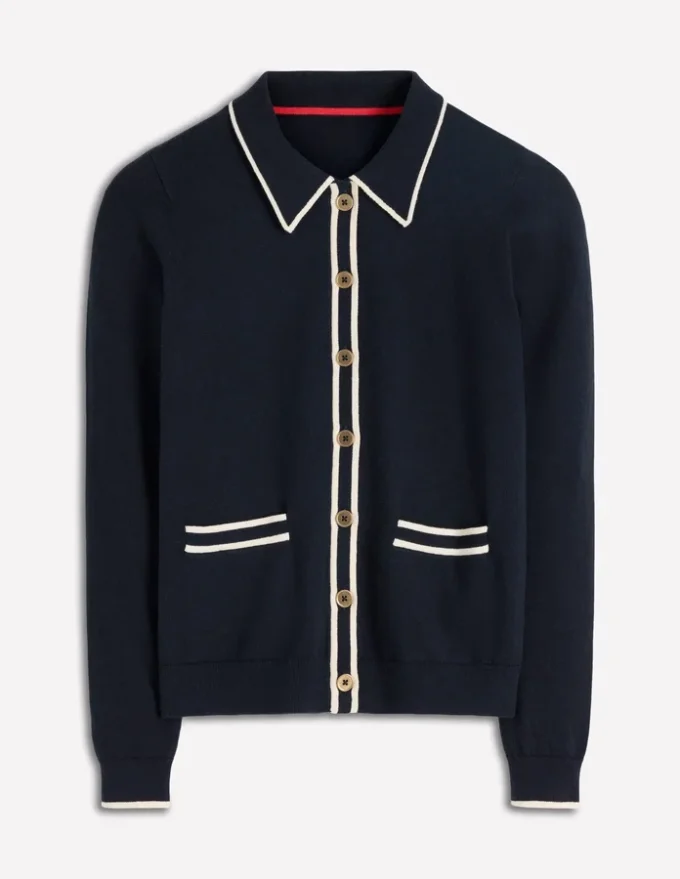 Liz Knitted Collared Cardigan Navy Liz Knitted Collared Cardigan Navy