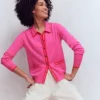 Liz Knitted Collared Cardigan Pink Punch Liz Knitted Collared Cardigan Pink Punch