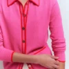 Liz Knitted Collared Cardigan Pink Punch Liz Knitted Collared Cardigan Pink Punch