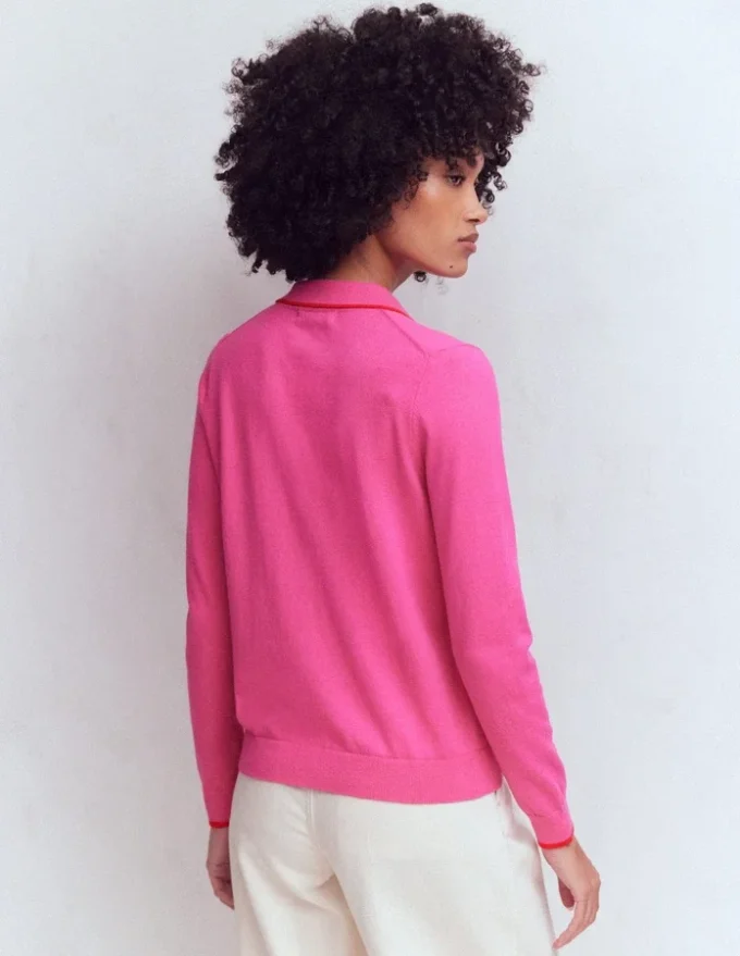 Liz Knitted Collared Cardigan Pink Punch Liz Knitted Collared Cardigan Pink Punch