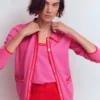 Liz Knitted Collared Cardigan Pink Punch Liz Knitted Collared Cardigan Pink Punch