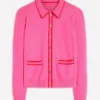 Liz Knitted Collared Cardigan Pink Punch Liz Knitted Collared Cardigan Pink Punch