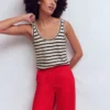 Liz Knitted Tank Ivory, Navy Liz Knitted Tank Ivory, Navy