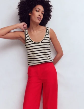 Liz Knitted Tank Ivory, Navy