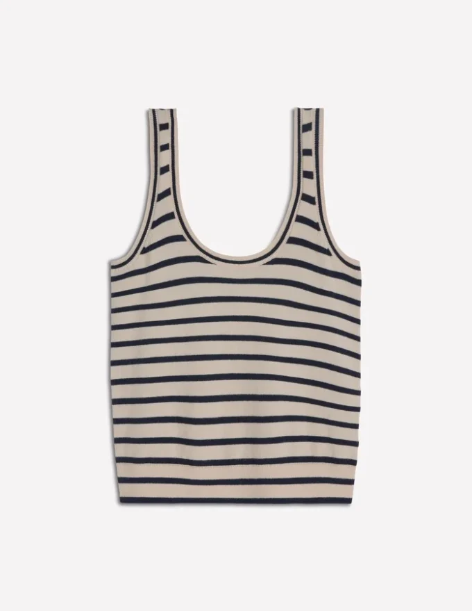 Liz Knitted Tank Ivory, Navy Liz Knitted Tank Ivory, Navy