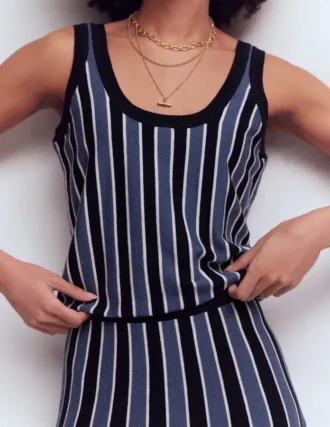 Liz Knitted Tank True Navy Stripe