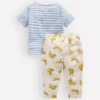 Logo Jersey Woven Play Set Ivory and Blue Stripe Bananas Logo Jersey Woven Play Set Ivory and Blue Stripe Bananas