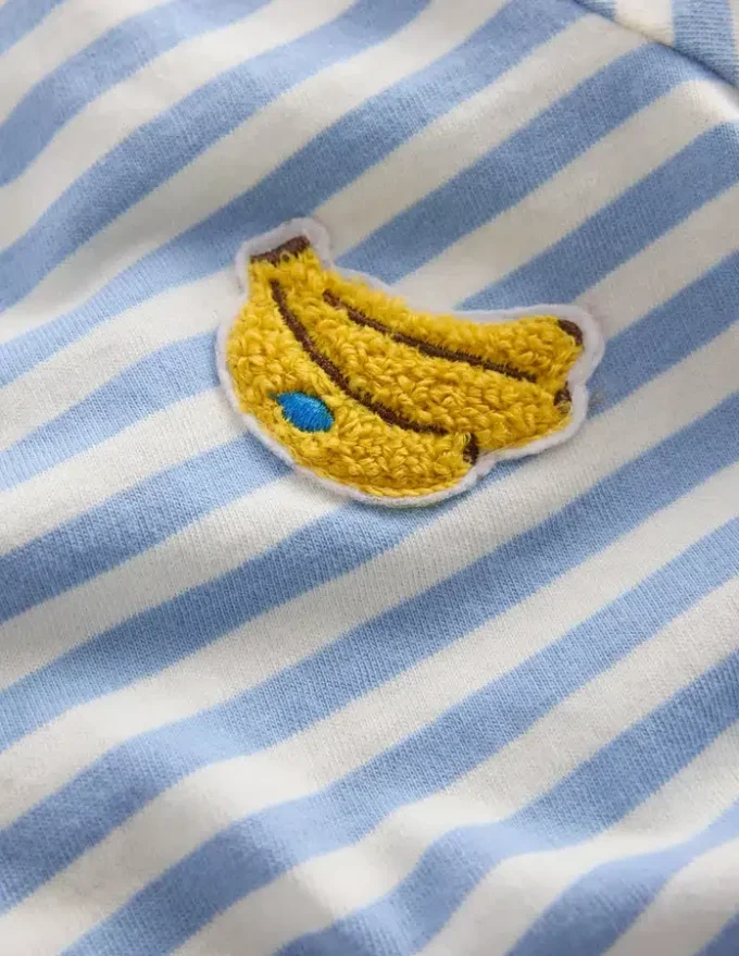 Logo Jersey Woven Play Set Ivory and Blue Stripe Bananas Logo Jersey Woven Play Set Ivory and Blue Stripe Bananas