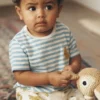 Logo Jersey Woven Play Set Ivory and Blue Stripe Bananas Logo Jersey Woven Play Set Ivory and Blue Stripe Bananas