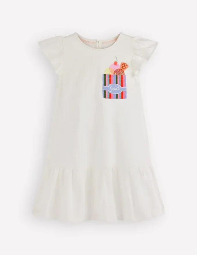 Logo Pocket Jersey Dress Soft Ivory Ice Cream Logo Pocket Jersey Dress Soft Ivory Ice Cream