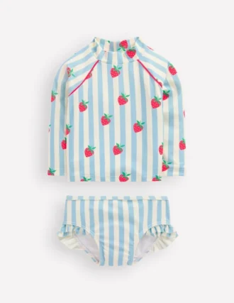 Logo Rash Vest Set Blue Strawberry Patch