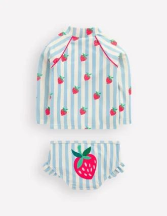 Logo Rash Vest Set Blue Strawberry Patch