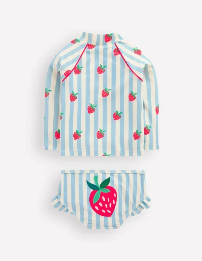 Logo Rash Vest Set Blue Strawberry Patch Logo Rash Vest Set Blue Strawberry Patch