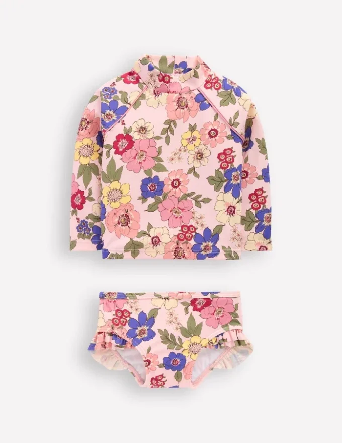 Logo Rash Vest Set Pink Multi Floral