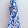 Lola Linen Jumpsuit Blue Botanical Flourish Mono Lola Linen Jumpsuit Blue Botanical Flourish Mono