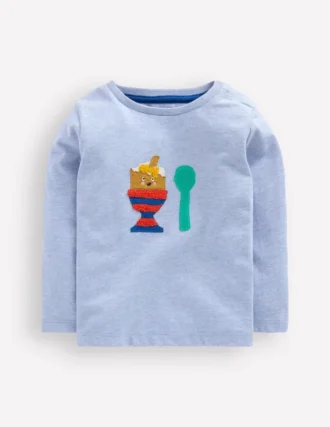 Long Sleeve Appliqué T-Shirt Light Blue Dippy Egg